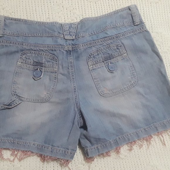 London Jean Denim Jean Shorts Cutoffs W/Pink Thread SZ-10 (T-395) - Picture 6 of 8